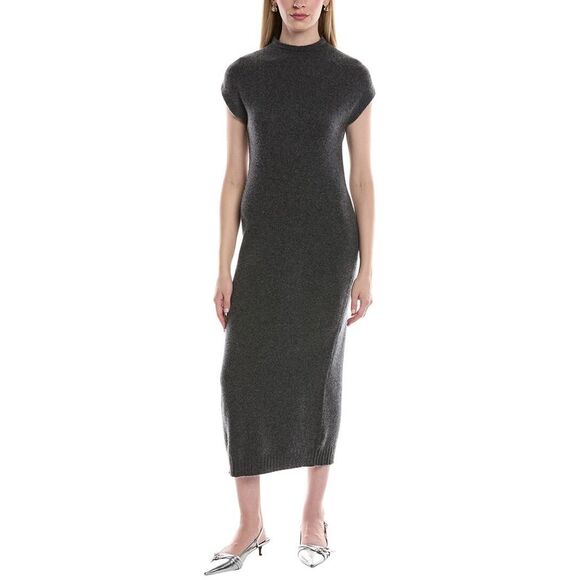 Philosophy WomensFunnel Neck Cashmere Midi Sweaterdress Grey
